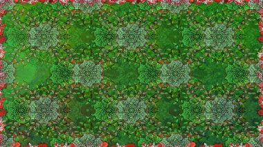 Raster dikişsiz çiçek deseni. Vadinin yeşil renkli çiçekleri.