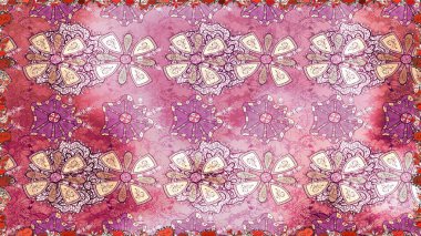 Pembe renkli parlak çiçekli halı ile kusursuz desen..