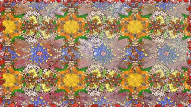 Raster illüstrasyonunda kusursuz çiçek deseni. Suluboya tarzında nötr renkler üzerine çiçekler.