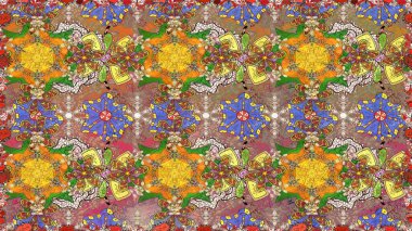 Raster dikişsiz şirin çiçek deseni. Bahar mevsimi. Tatil havası. Nazik romantik baskı. Kahverengi renkte çiçekler.