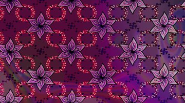 Raster Illustrasyon 'daki Çiçek Deseni' nin son moda çizimi. Mor renkli çiçekler. Renkli Yaz Temalı eskiz kalıbı. Düz Çiçek Elementleri Tasarımı.