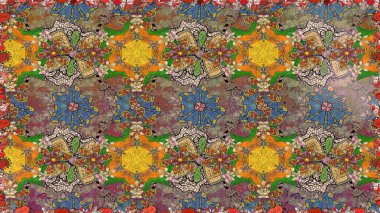 Çiçek rengi eskiz deseni. Raster çiçek izi. Klasik taslak çizimi. Raster Yumuşak kumaş deseni.