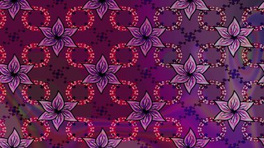 Raster Illustrasyon 'daki Çiçek Deseni' nin son moda çizimi. Mor renkli çiçekler. Renkli Yaz Temalı eskiz kalıbı. Düz Çiçek Elementleri Tasarımı.