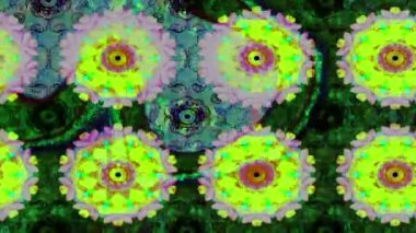 Renkli unsurlarla hareketli arka plan görüntüleri. Çiçekler. Eski model. Bayrak tarzı. Video kaydı. Şablon. Döngü. Kusursuz..