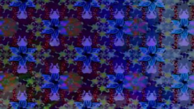 Renkli unsurlarla hareketli arka plan görüntüleri. Çiçekler. Eski model. Bayrak tarzı. Video kaydı. Şablon. Döngü. Kusursuz..