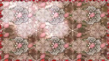 Renkli unsurlarla hareketli arka plan görüntüleri. Çiçekler. Eski model. Bayrak tarzı. Video kaydı. Şablon. Döngü. Kusursuz..