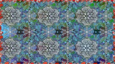 Raster illüstrasyonunda kusursuz çiçek deseni. Mavi renkli çiçekler. Renkli Bahar Temalı Kusursuz Arkaplan. Düz Çiçek Elementleri Tasarımı.