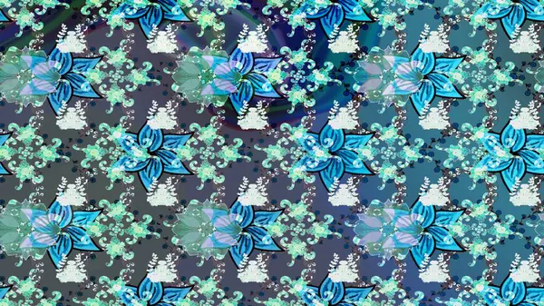 Eski usul küçük çiçekli şirin bir eskiz deseni. Moda arka planında parlak buketler. Kumaş, duvar kağıdı ve kağıt üzerine baskı yapmak için gelişen arka plan. Raster illüstrasyonu.