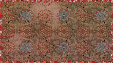 Küçük kahverengi çiçekli oldukça eski bir besin torbası deseni. Millefleur 'lar. Tekstil, kumaş, kapaklar, duvar kağıtları, baskı, naylon, yapıştırma, örgü, dekupaj için çiçeksiz arkaplan.