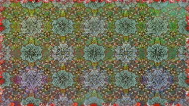 Raster illüstrasyonunda kusursuz çiçek deseni. Yeşil renklerde. Güzel kumaş deseni. Raster illüstrasyonu.