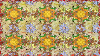 Çiçekli, pürüzsüz bir desen. Raster çiçekleri klasik tarzda çizilmiş. Tarafsız renklerde bahar çiçekleri. Raster illüstrasyonu.