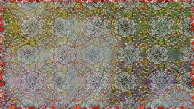 Raster illüstrasyonunda kusursuz çiçek deseni. Gri renkli çiçekler. Renkli Yaz Temalı Kusursuz Arkaplan. Düz Çiçek Elementleri Tasarımı.