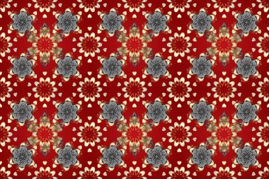 Barok tarzında kusursuz bir doğulu süsü. Kırmızı, gri ve bej renklerde altın elementlerle geleneksel altın sarısı desen.