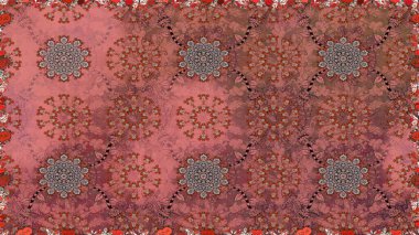 Soyut çiçek desensiz arkaplan. Raster deseni. Raster illüstrasyonu. Kahverengi renklerde. Küçük çiçekte sevimli çiçek deseni var..