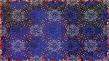 Sevimli çiçek raster deseni. Mor renkli çiçekler. Renkli Bahar Temalı Kusursuz Arkaplan. Düz Çiçek Elementleri Tasarımı.