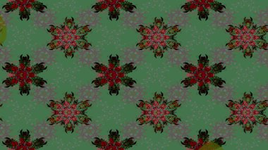 Raster illüstrasyonundaki çiçek desenli çizim. Suluboya tarzında yeşil renkte çiçekler.