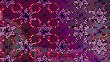 Çizim çiçek deseni duvar kâğıdı olarak kullanılabilir. Mor renkli çiçekler. Raster illüstrasyonu.