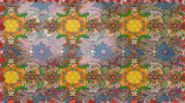 Çiçekli, yapraklı, çiçek desenli eskiz. El çizimi. Raster illüstrasyonu.