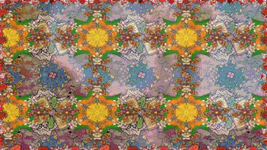 Çiçek desenli eskiz. Tarafsız renklerde çiçekler. Renkli Bahar Teması eskiz kalıbı. Düz Çiçek Elementleri Tasarım Raster illüstrasyonu.