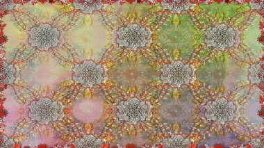 Çiçek ve yapraklı çiçek deseni. Küçük çiçekli şirin bir desen. Raster illüstrasyonu.