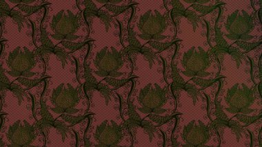 Şirin çiçekler. Çizgi çizimi kalıbı. Raster Moda kumaş deseni.