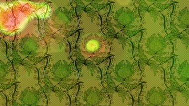 Küçük çiçekteki sevimli çiçek deseni. Raster deseni. Yumuşak, yeşil renkli yaz çiçekleri. Raster illüstrasyonu.