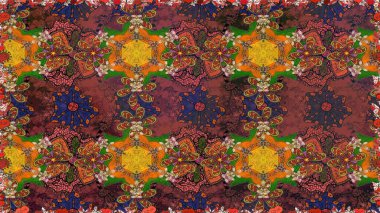 Renkli, pürüzsüz desen. Çiçek arkaplan. Çiçek duvar kâğıdı. Raster illüstrasyonu. Kahverengi renkli şirin tekstil.