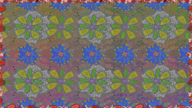 Kusursuz çiçek deseni. Raster illüstrasyonu. Asya tekstil tarzında. Gri renkli çiçekler. Raster illüstrasyonu.