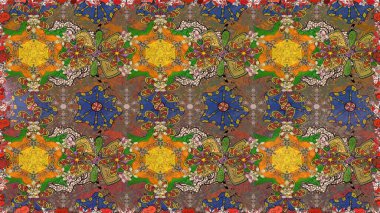 Kullanılabilir Tekstil, tebrik kartı, boyama kitabı, telefon durumda yazdırma için. Hint çiçek desenli madalyon desen. Raster kına dövme tarzı. Etnik Mandala süsleme.