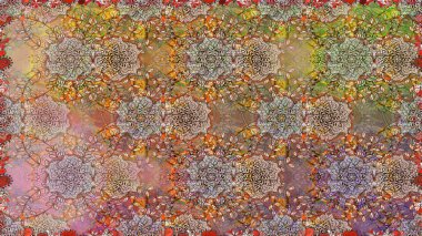 Çiçek duvar kâğıdı. Kahverengi renkli şirin tekstil. Renkli, pürüzsüz desen. Raster illüstrasyonu. Çiçek arka planı.