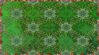 Raster illüstrasyonu. Yeşil renklerde. Anti-stres için Raster soyut şablon sayfası.