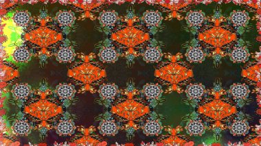 Düz Çiçek Elementleri Tasarımı. Raster illüstrasyonu. Zentangle soyut çiçekleri. Renkli Bahar Temalı Kusursuz Arkaplan. Karalama çiçeği. Şirin kumaş deseni.