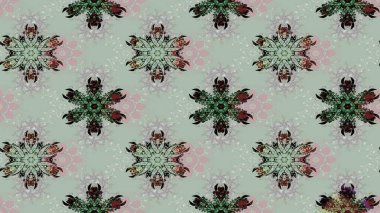 Yuvarlak raster kar tanesi. Renkli arka planda izole tatlı kar taneleri. Soyut kış grisi ve siyah süs. Güzel kar tanesi. Raster illüstrasyonu.