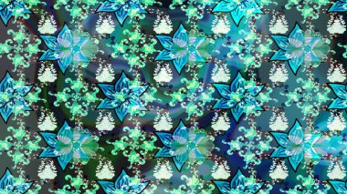 Raster illüstrasyonundaki çiçek desenli çizim. Mavi renkte çiçekler.