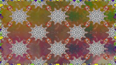 Kabile sanatı boho baskısı, klasik çiçek arkaplanı. Soyut etnik raster kusursuz desen. Arkaplan dokusu, duvar kağıdı, kahverengi renkli çiçek teması.