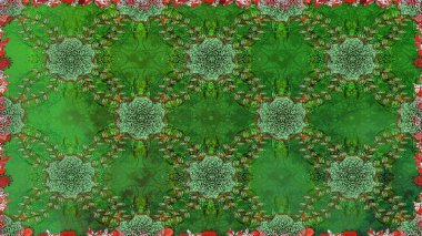 Raster illüstrasyonu. Yeşil renklerde. Anti-stres için Raster soyut şablon sayfası.