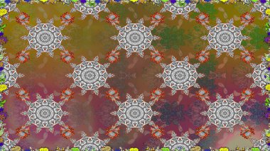 Kabile sanatı boho baskısı, klasik çiçek arkaplanı. Soyut etnik raster kusursuz desen. Arkaplan dokusu, duvar kağıdı, kahverengi renkli çiçek teması.