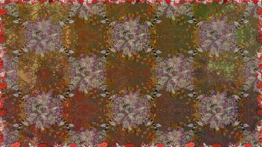 Küçük çiçekteki sevimli çiçek deseni. Kahverengi renklerde. Raster illüstrasyonu. Soyut çiçek desensiz arkaplan. Raster deseni.