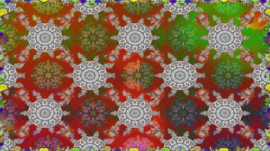 Kahverengi arka planda. Tekstil, kumaş, ambalaj, hatıra defteri için hoş bir çiçek arkaplanı. Çocuksu tasarım. Elle çizilmiş karalama çiçekleri ile pürüzsüz desen.