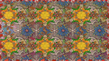 Kızılderili desenli desenli desenli şal deseni. Etnik Mandala süsü. Raster Henna dövme stili. Tekstil, tebrik kartı, boyama kitabı, telefon kılıfı baskısı için kullanılabilir.