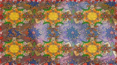 Raster illüstrasyonu. Güzel kumaş deseni. Bahar çiçekli, dikişsiz çiçek deseni..