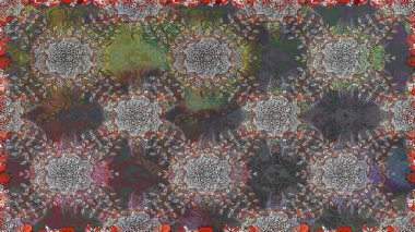 Elle çizilmiş çiçek deseni (fayans). Tekstil için dikişsiz suluboya desen. Sevimli çiçekleri, desenleri, gri renkleri olan renksiz desenler..