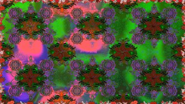 Yeşil renklerde. Çiçekli güzel suluboya desen. Raster illüstrasyonu.