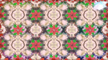 Çiçeksiz desenli, suluboya elle çizilmiş elementler. Parlak renkli fantezi çiçekleri, yapraklar, tarafsız renklerde tomurcuklar.