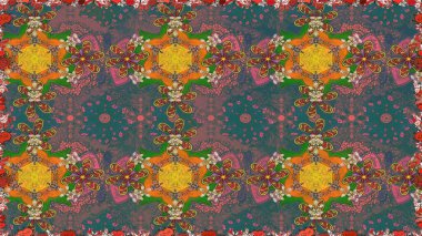 Renkli, pürüzsüz desen. Çiçek arkaplan. Kahverengi renkli şirin tekstil. Raster illüstrasyonu. Çiçek duvar kağıdı.