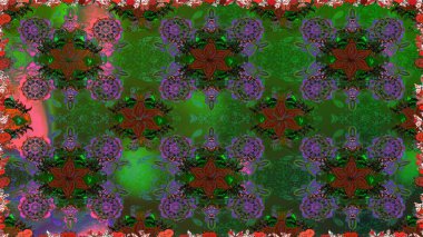 Düz Çiçek Elementleri Tasarımı. Renkli Bahar Temalı Kusursuz Arkaplan. Çiçek deseni. Raster pürüzsüz Güzel kumaş deseni.