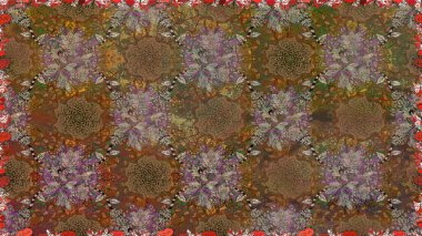 Kıvırcık, parlak örgü. Raster illüstrasyonu. Çiçek çelengi. Güzel, parlak, pürüzsüz kumaş, tuval. Şablon, pürüzsüz, çiçekli kenar. Klasik eski arkaplan.