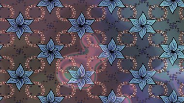 Çiçeksel fantezi tasarımı ve parlak bir arka plan çizimi. Renkli Bahar Teması eskiz kalıbı. Düz Çiçek Elementleri Tasarımı.