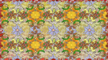 Tarafsız renklerde parlak çiçekli halı ile kusursuz desen.