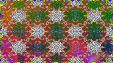 Kahverengi renklere karalamalar çizen kusursuz çiçek deseni. Raster illüstrasyonu.